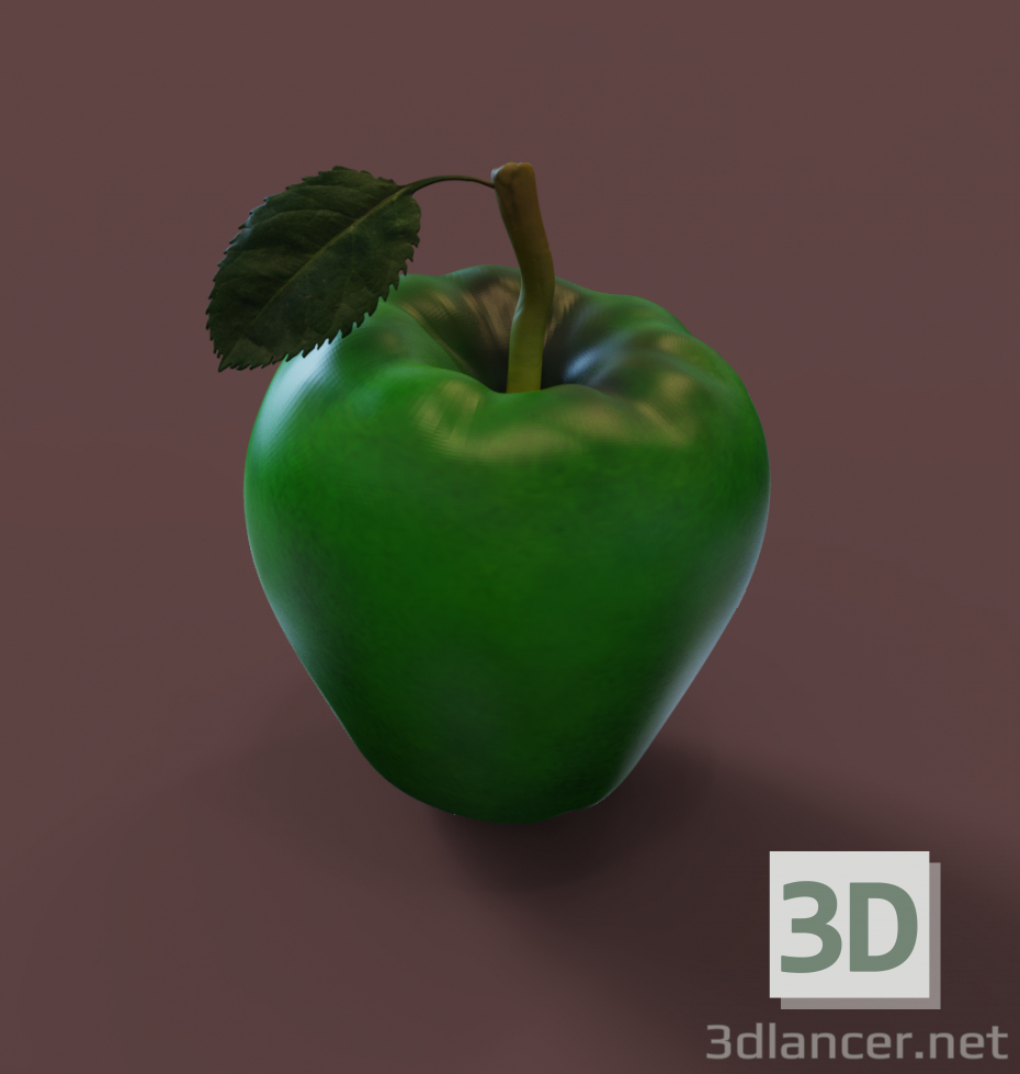 modèle 3D Pomme verte - preview