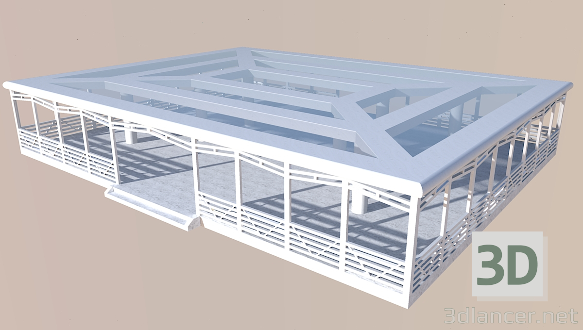 3d model Covered area for events - preview