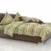 3d Velvet Brown Bed model buy - render