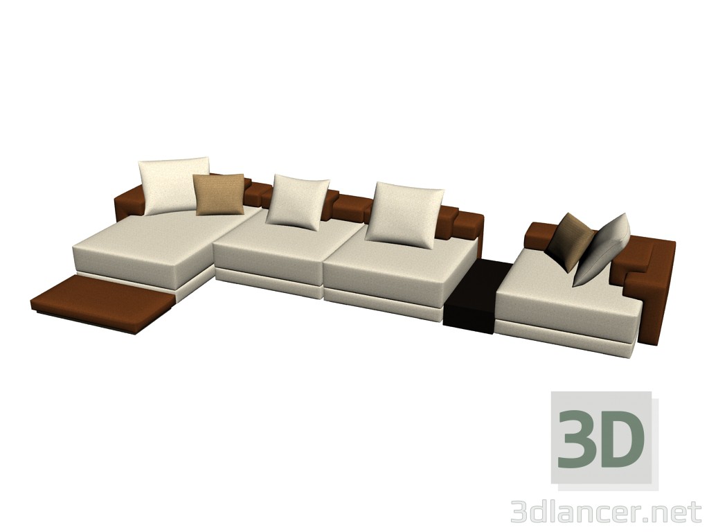 modèle 3D Composition de Domino canapé 2 - preview