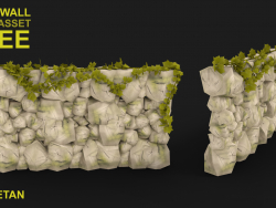 Concept de mur de roche 3D avec Low poly