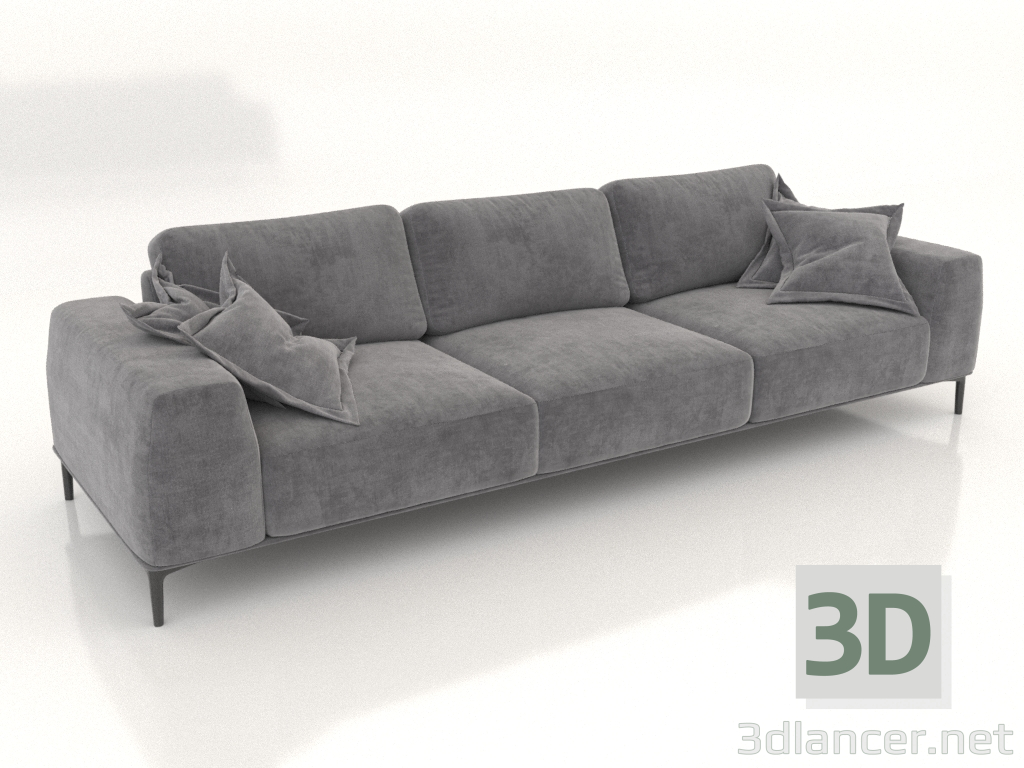 3D modeli CLOUD düz üç bölmeli kanepe (döşeme seçeneği 3) - önizleme