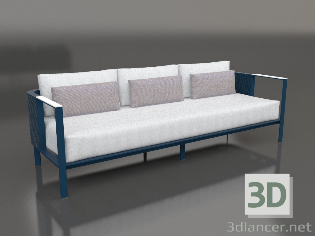3D modeli 3'lü kanepe (Gri mavi) - önizleme