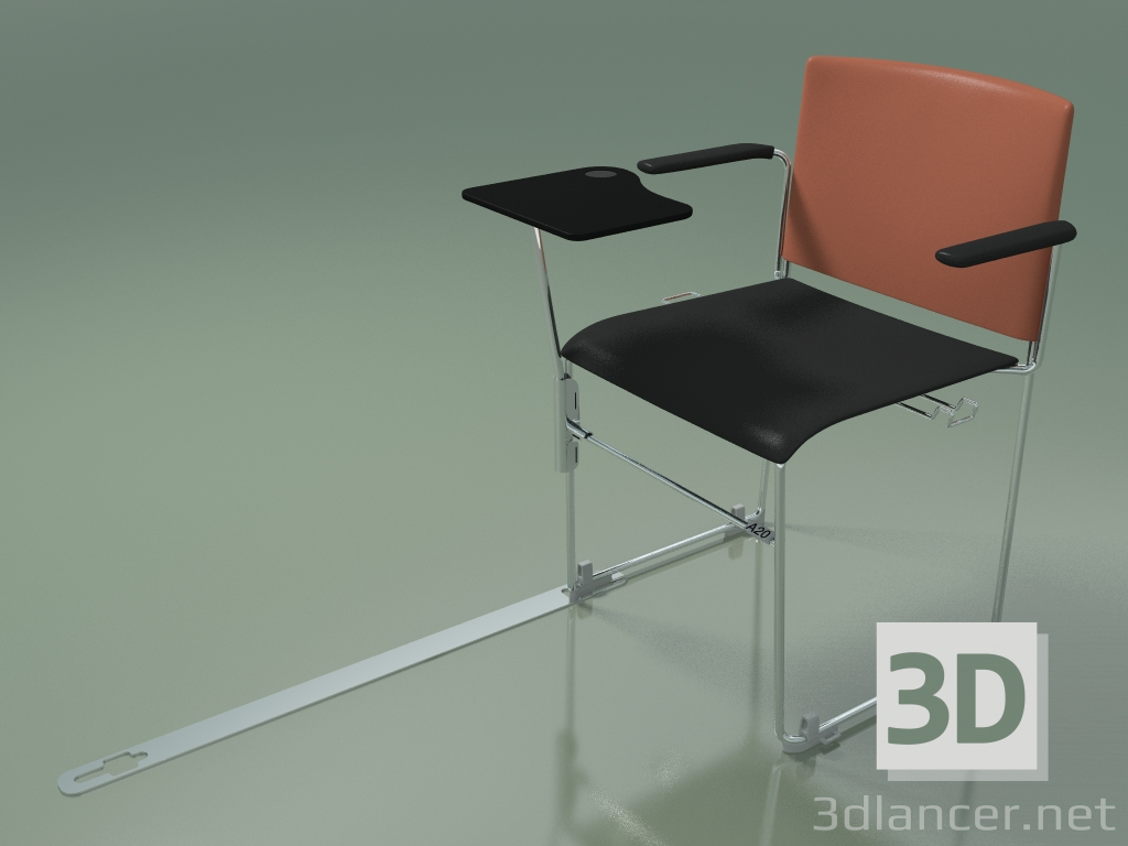 3D modeli Kolçaklı ve aksesuarlı istiflenebilir sandalye 6603 (İkinci renkte polipropilen pas, CRO) - önizleme