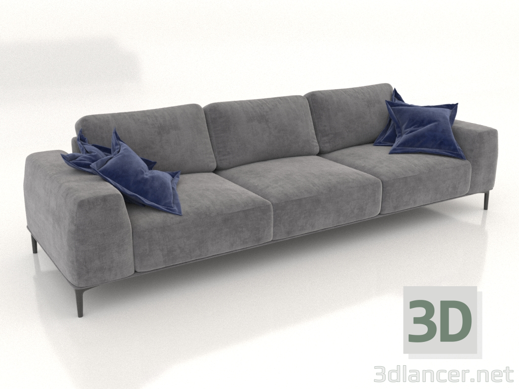 3D modeli CLOUD düz üç bölmeli kanepe (döşeme seçeneği 4) - önizleme