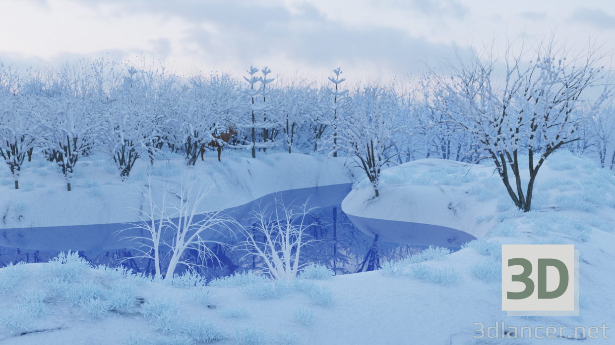 modello 3D scena inverno - anteprima
