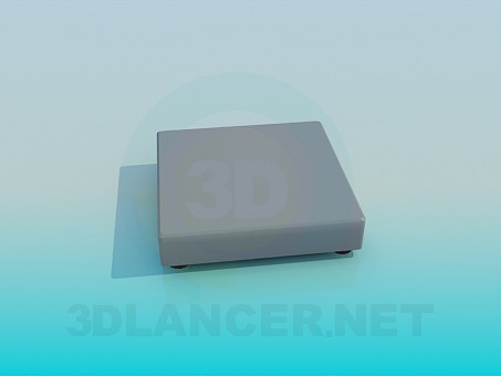 modello 3D Pouf quadrato molto basso - anteprima