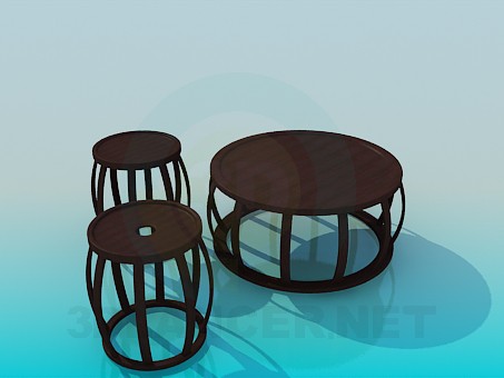 3D Modell Tisch und Stühlen - Vorschau