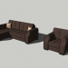 3d Мягкий диван-уголок и кресло №01 модель купить - ракурс