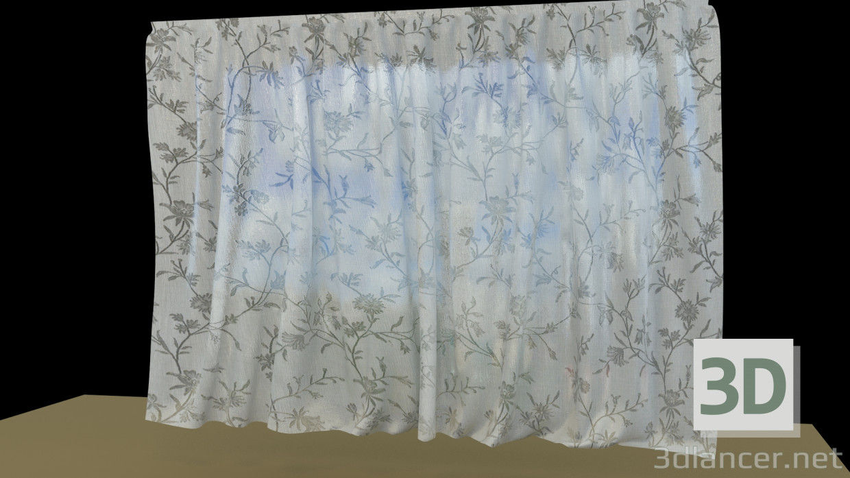3d model Blinds-tulle with flowers - preview