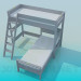 3d модель Двухярусная кровать с лестницей – превью