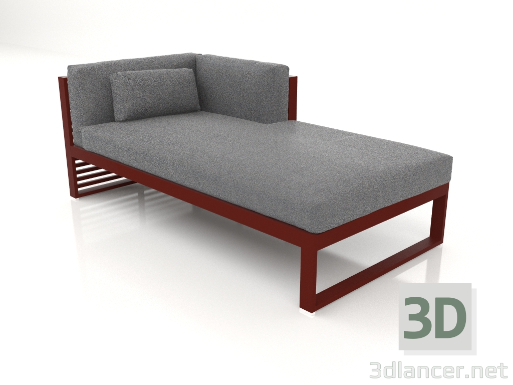 3D Modell Modulares Sofa, Abschnitt 2 rechts (Weinrot) - Vorschau