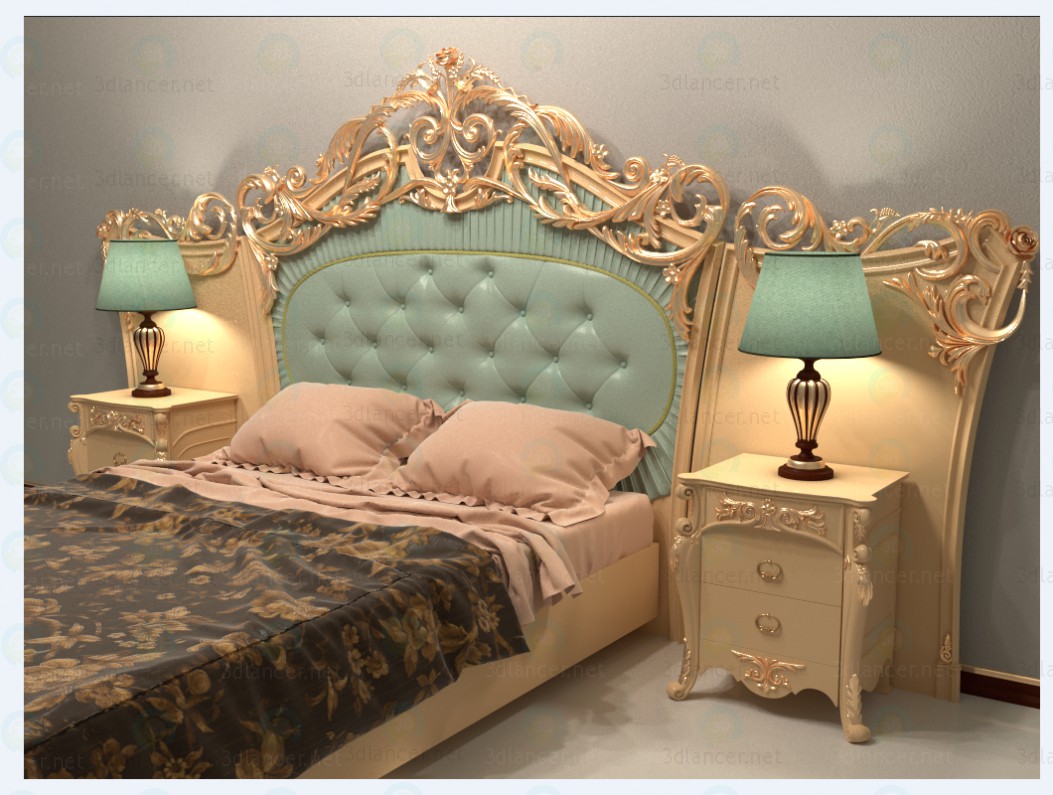 Klassisches Bett 3D-Modell kaufen - Rendern