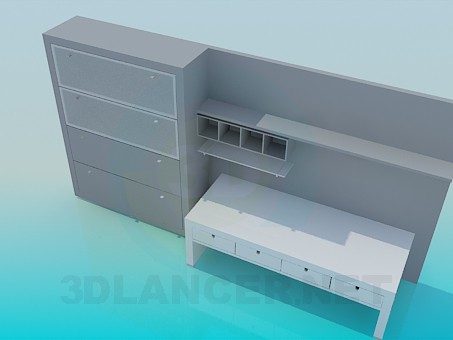 3d model Conjunto de muebles para el lugar de trabajo - vista previa