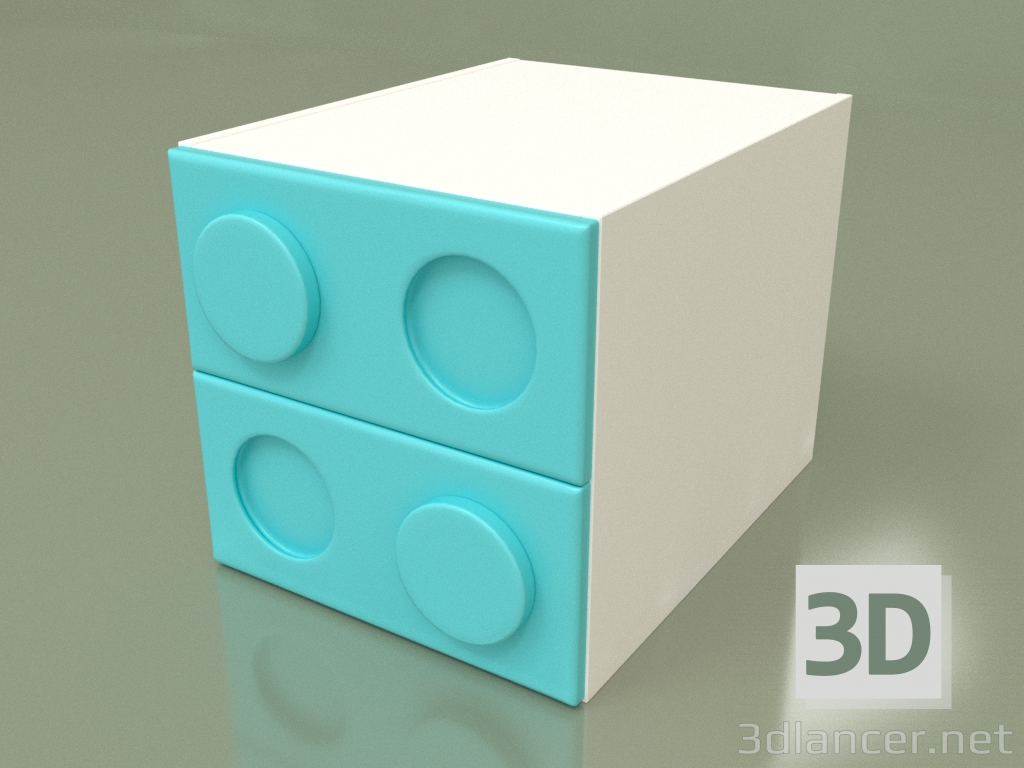modèle 3D Table de chevet pour enfants (Aqua) - preview