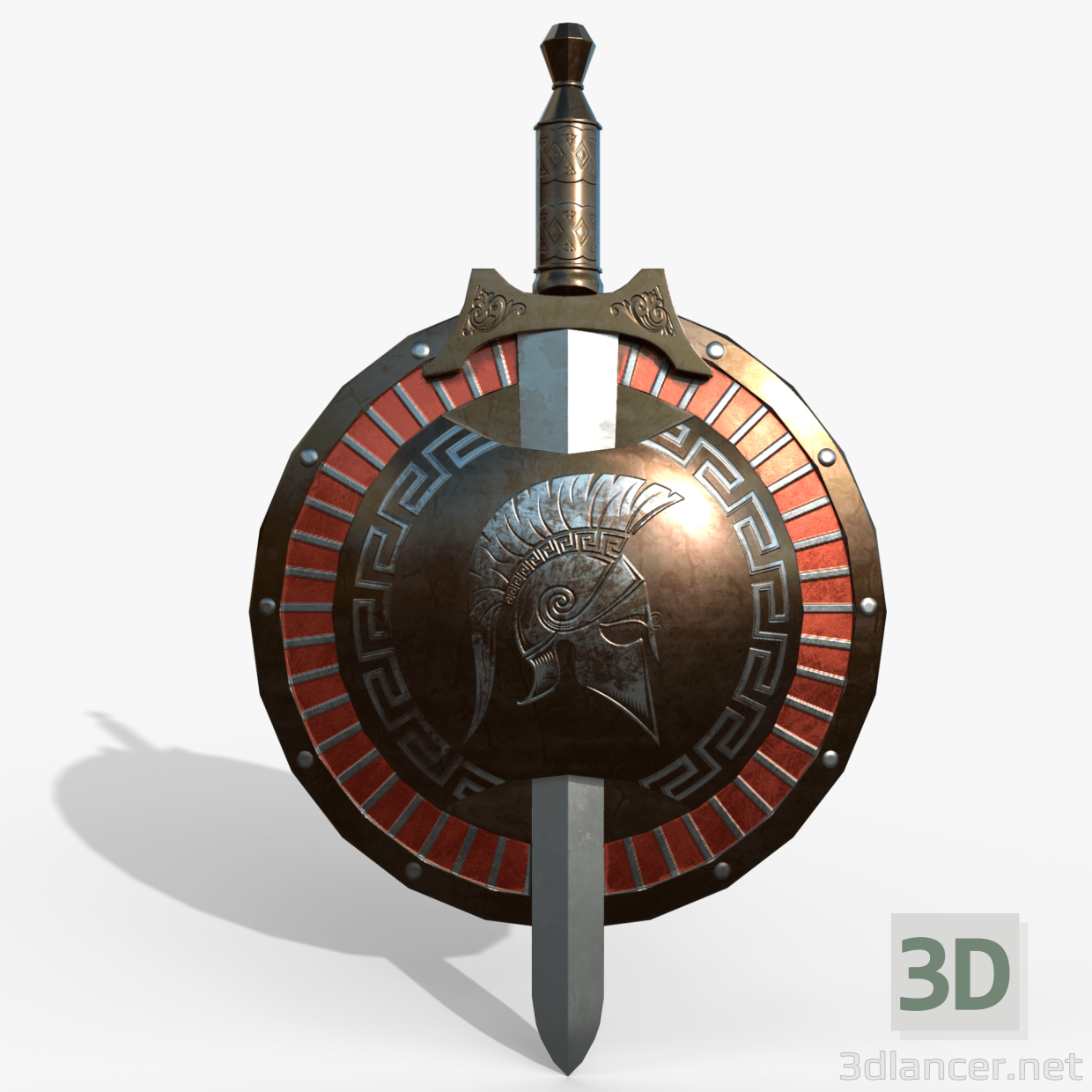 3d Спартанский медальон модель купить - ракурс