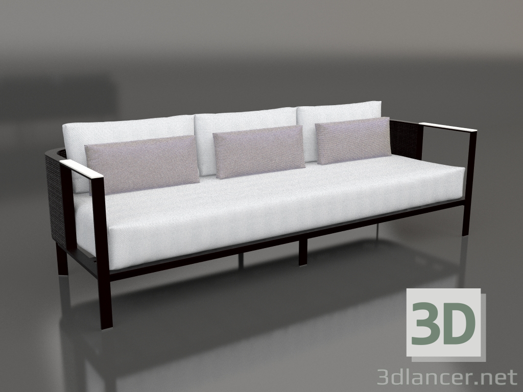 3D modeli 3'lü kanepe (Siyah) - önizleme