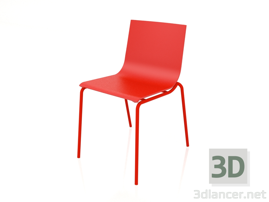 modèle 3D Chaise de salle à manger modèle 2 (rouge) - preview