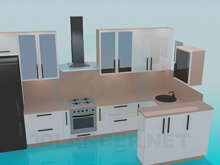 3D Modell Küche, komplettes set - Vorschau