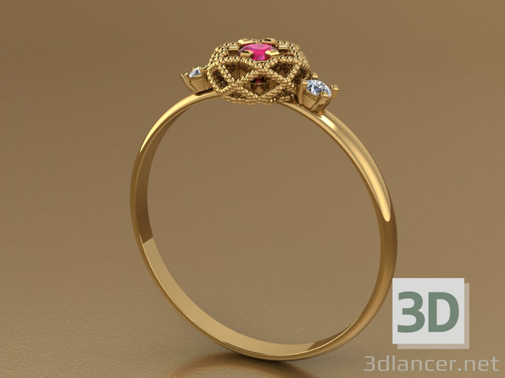 3d кольцо женское модель купить - ракурс
