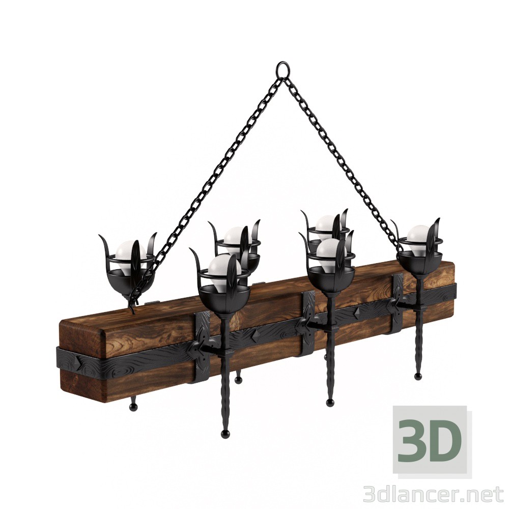 3d model Chandelier Длань.рф Log with torches " - preview