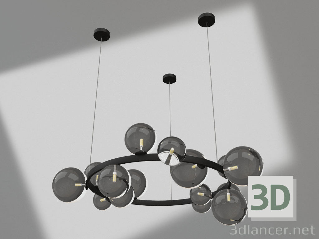 modello 3D Lampadario Iona nero (07608-15.19) - anteprima