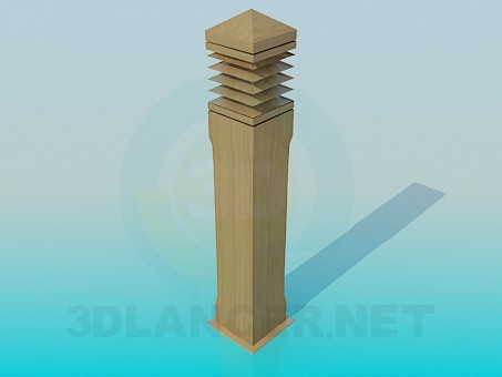 modèle 3D Pilier en bois - preview