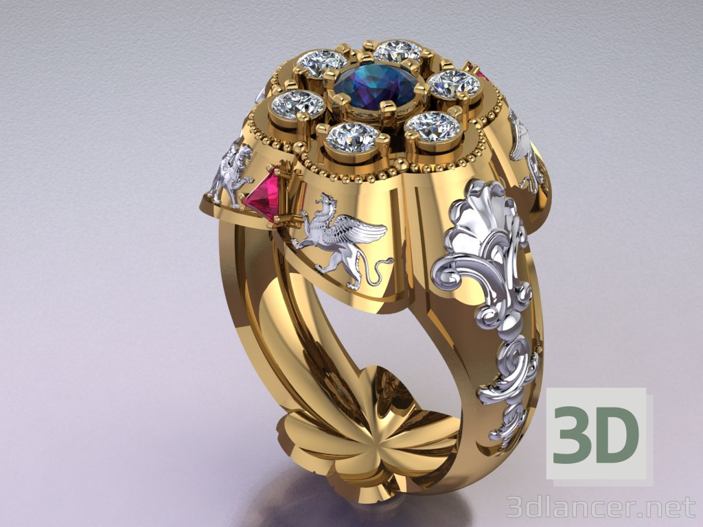 3d кольцо мужское (V1) модель купить - ракурс