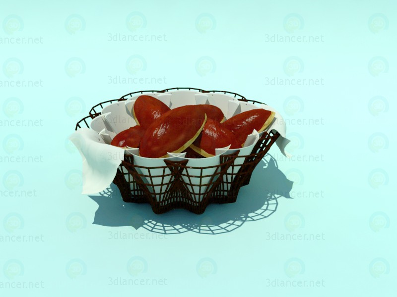 3d модель Плетенная корзинка с пирогами – превью