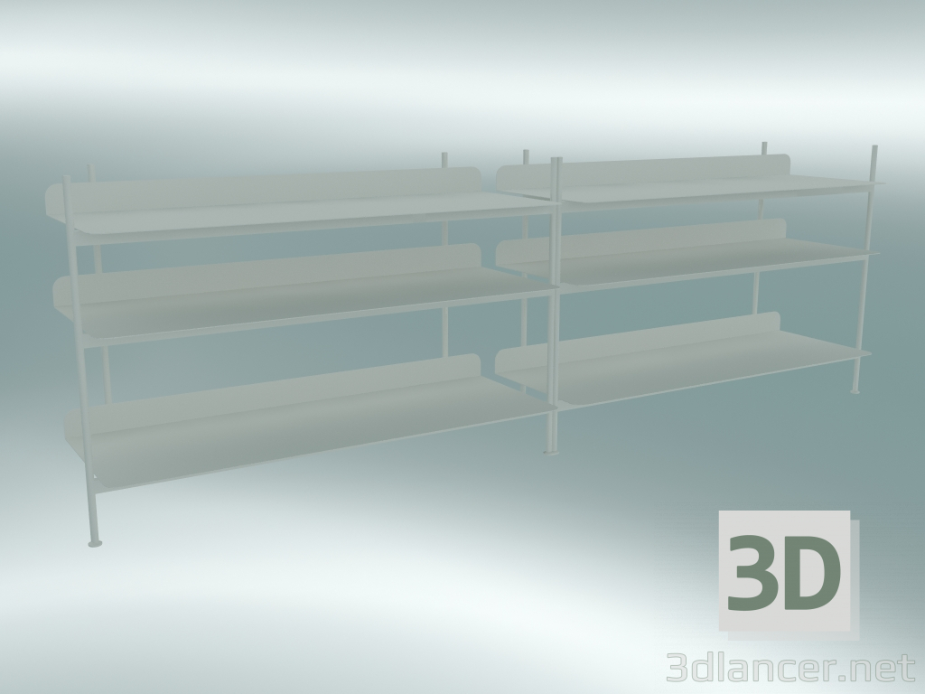 modello 3D Compilazione del sistema rack (configurazione 6, bianco) - anteprima