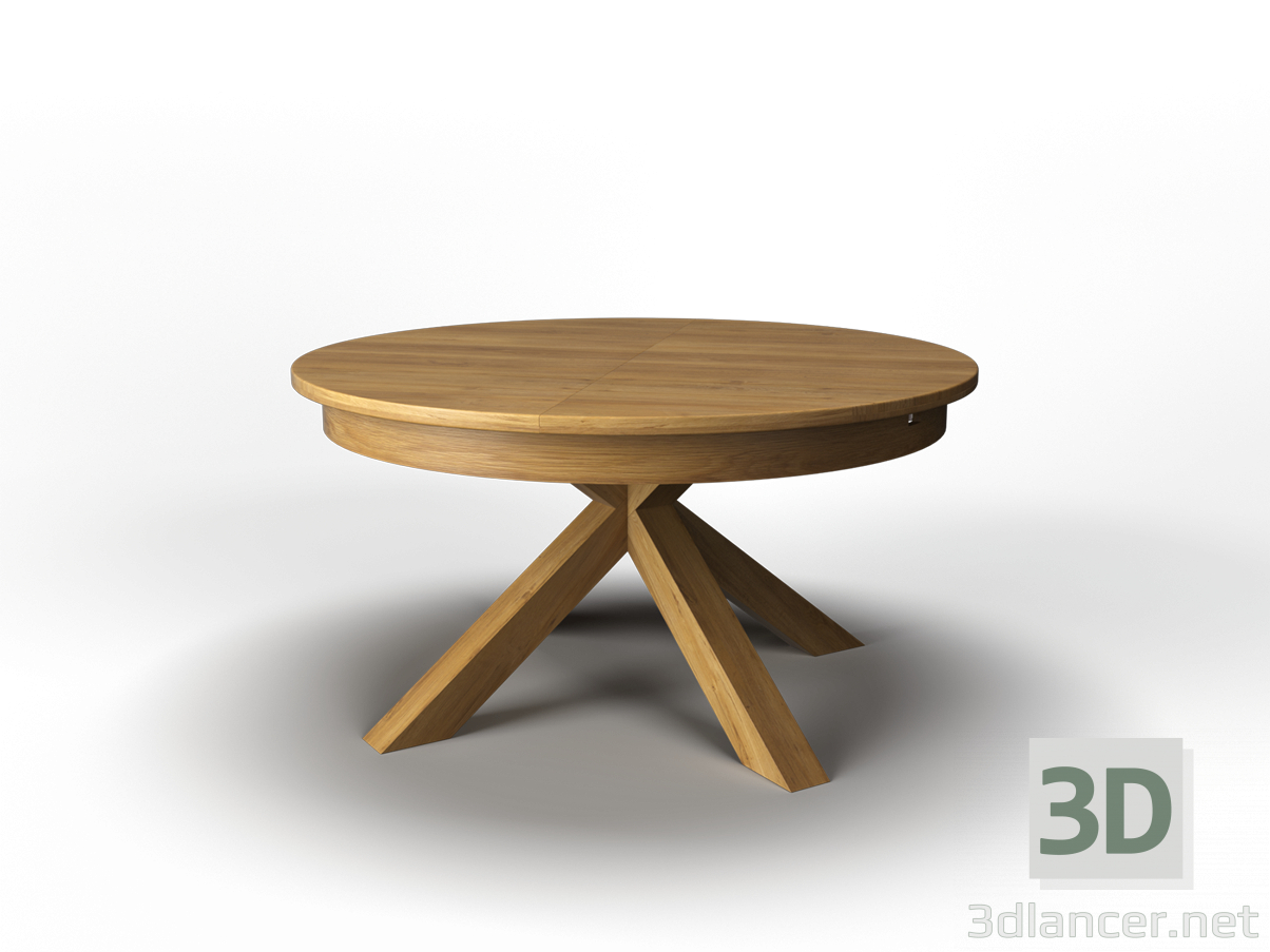 3d Round folding table solid oak (round folding table made of solid oak) model buy - render