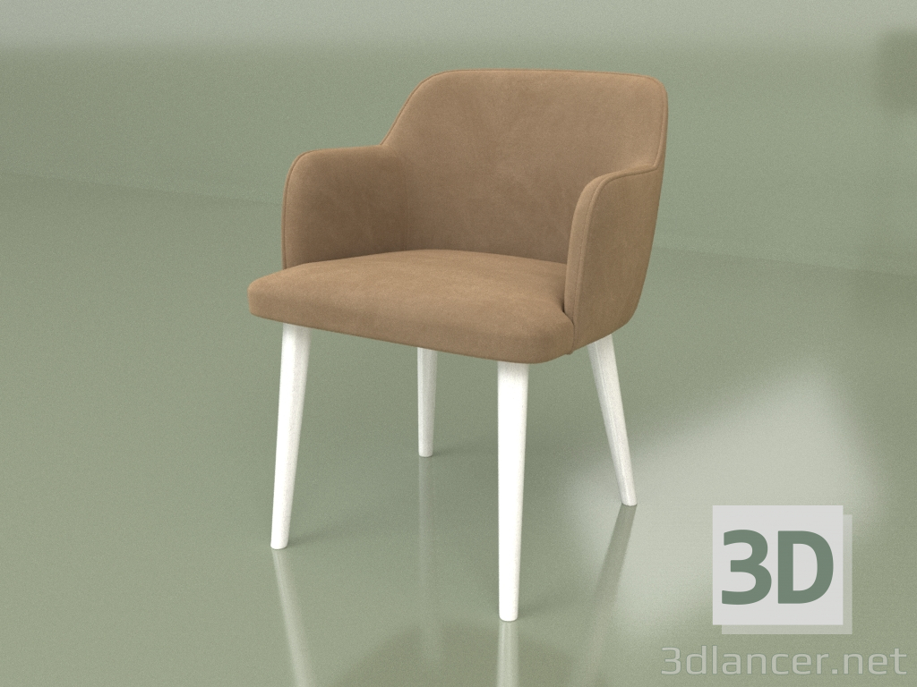 modèle 3D Chaise Santino (pieds Blanc) - preview