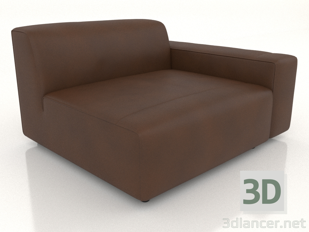 modèle 3D Module canapé simple avec accoudoir bas à gauche - preview