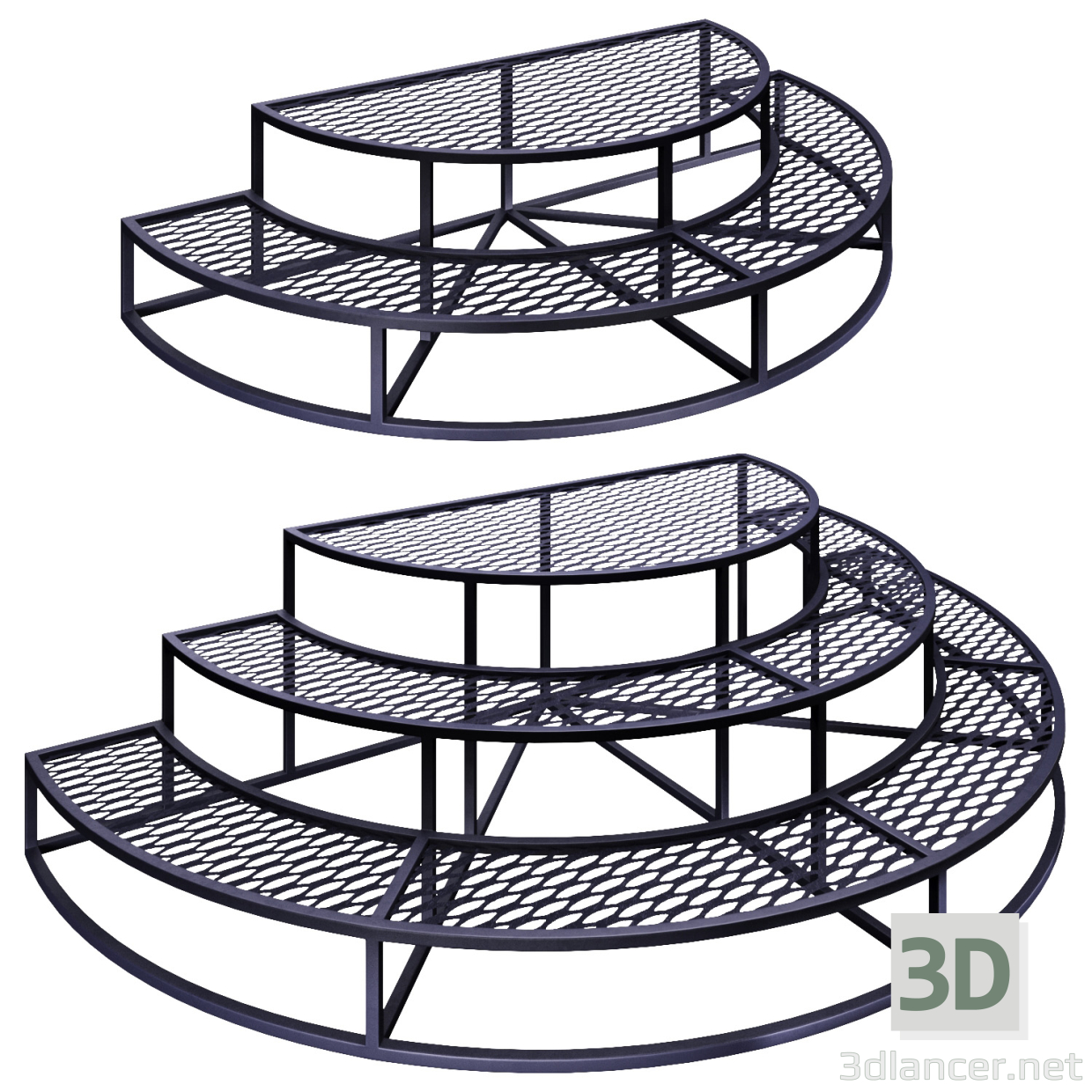 3d Round staircase made of PVL model buy - render