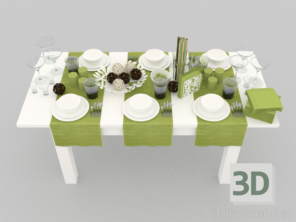 3d model Table set - preview