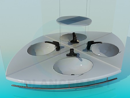 3d model Washbasin with the mirrors - preview