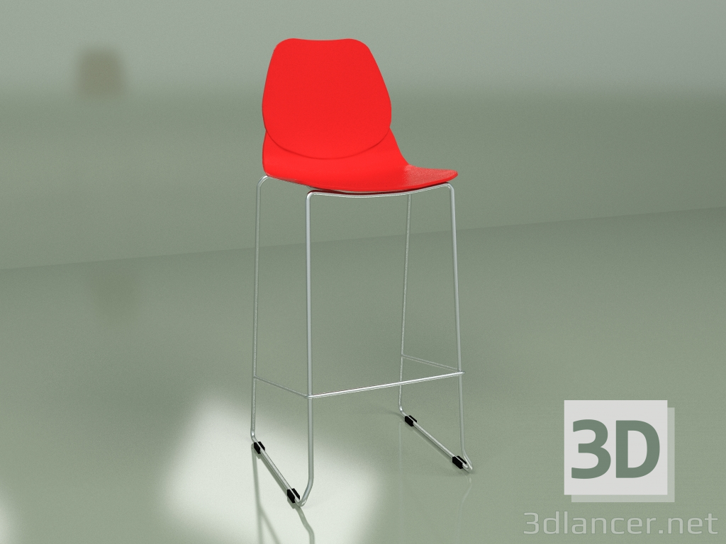 3d model Taburete de bar ligero (rojo) - vista previa