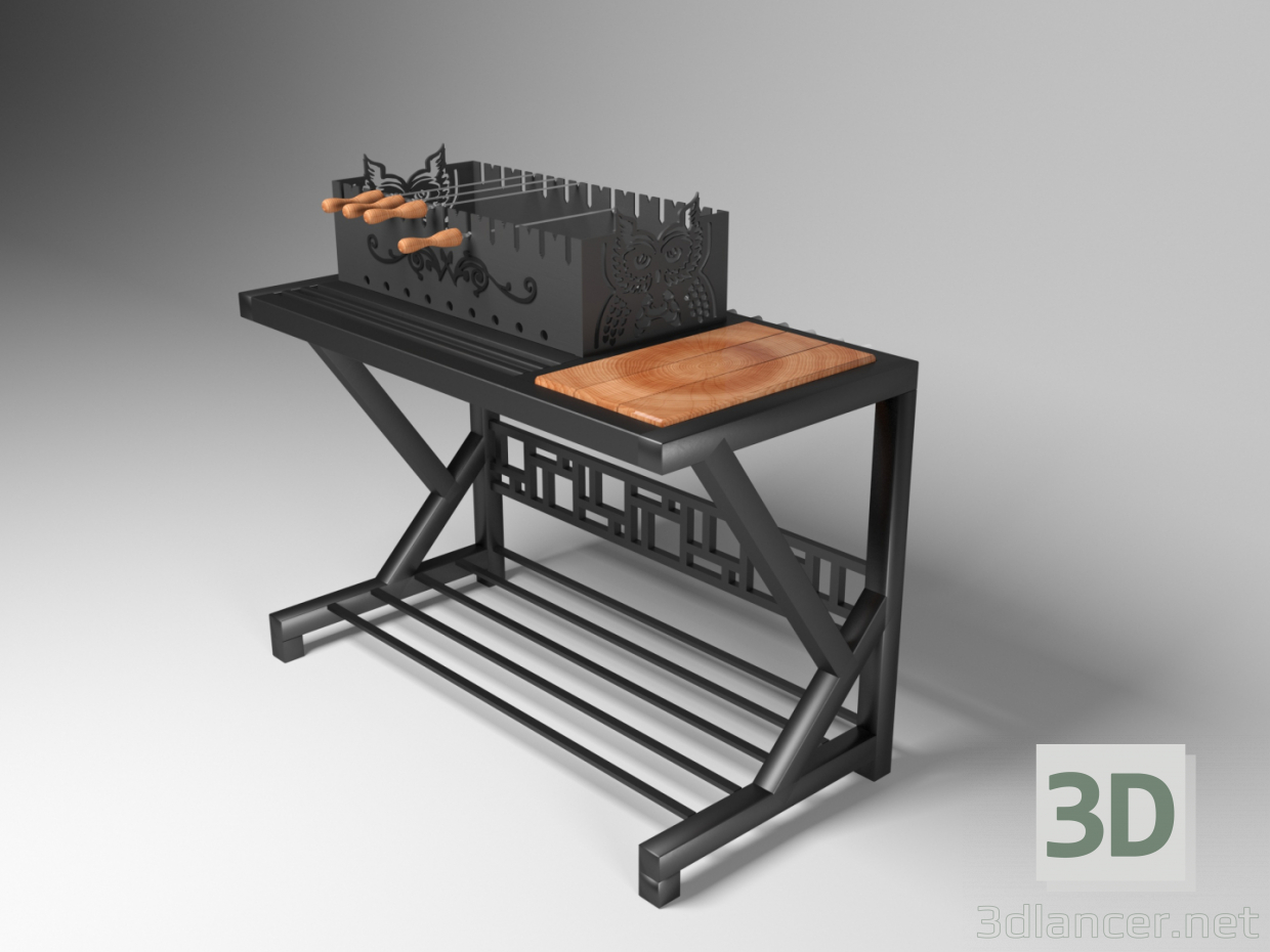 modello 3D Griglia per barbecue - anteprima
