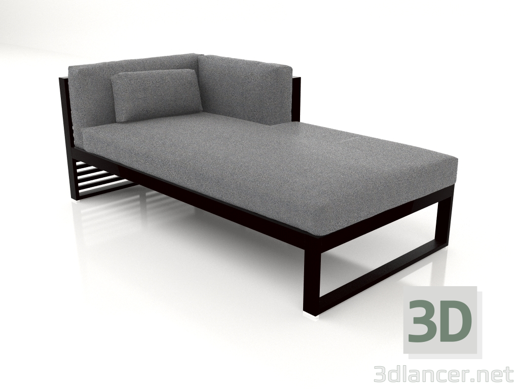 modèle 3D Canapé modulable, section 2 droite (Noir) - preview
