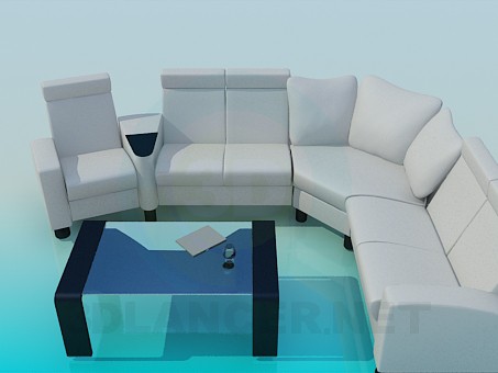 Modelo 3d Área de estar com mesa - preview