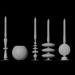3d Glass candlesticks and candles model buy - render