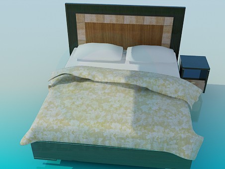 3d модель Ліжко з тумбочкою – превью