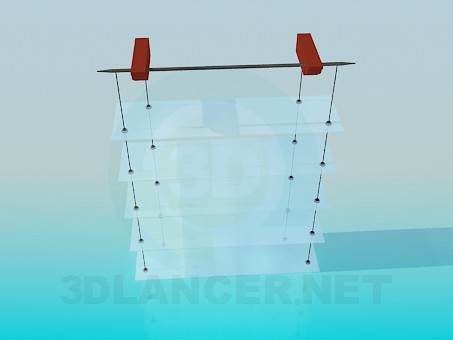 modello 3D Porta a battente scaffali con ripiani in vetro - anteprima