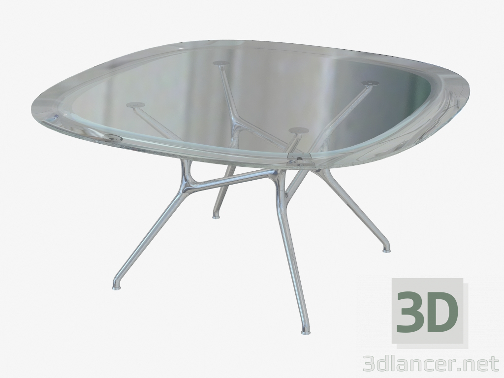 modello 3D Tavolo da pranzo quadrato con angoli arrotondati tavola di filo - anteprima