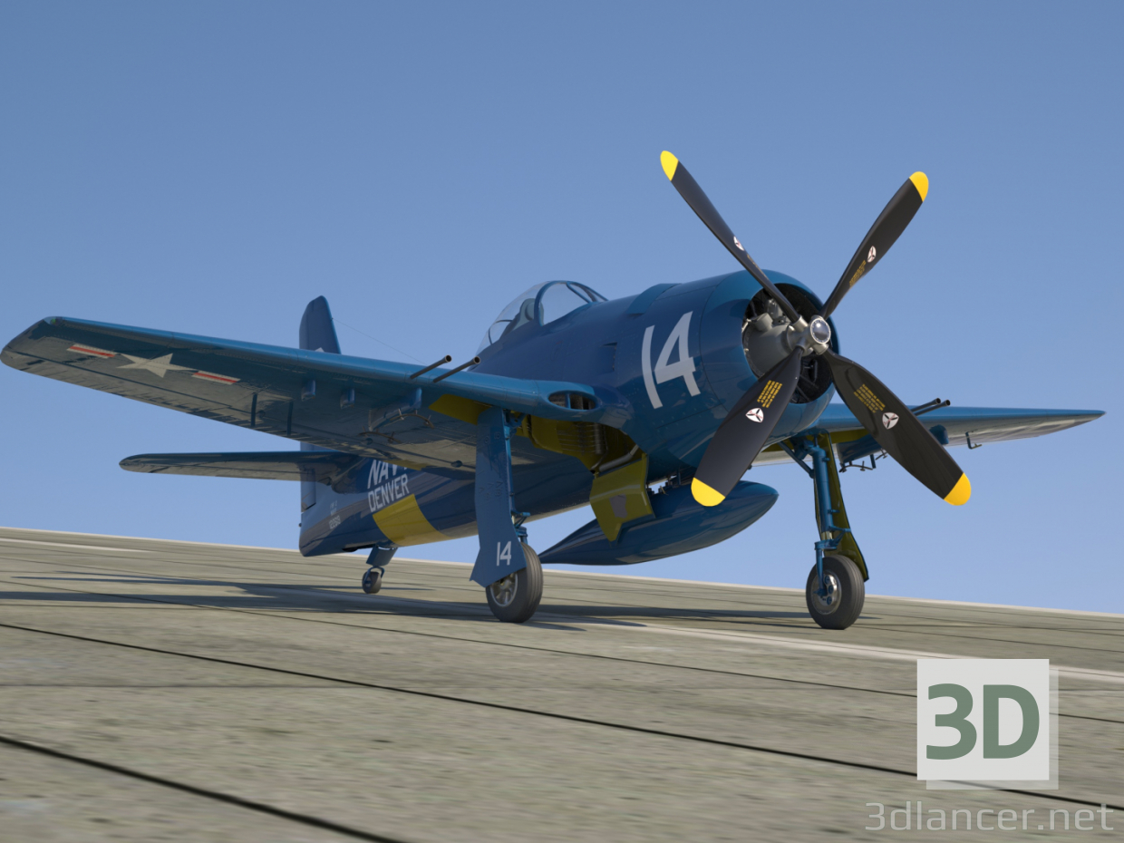 3d Grumman F8F-2 Bearcat модель купить - ракурс