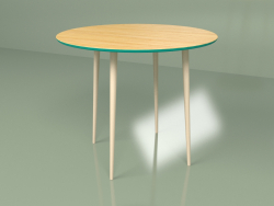 Table de cuisine Spoutnik 90 cm placage (turquoise)