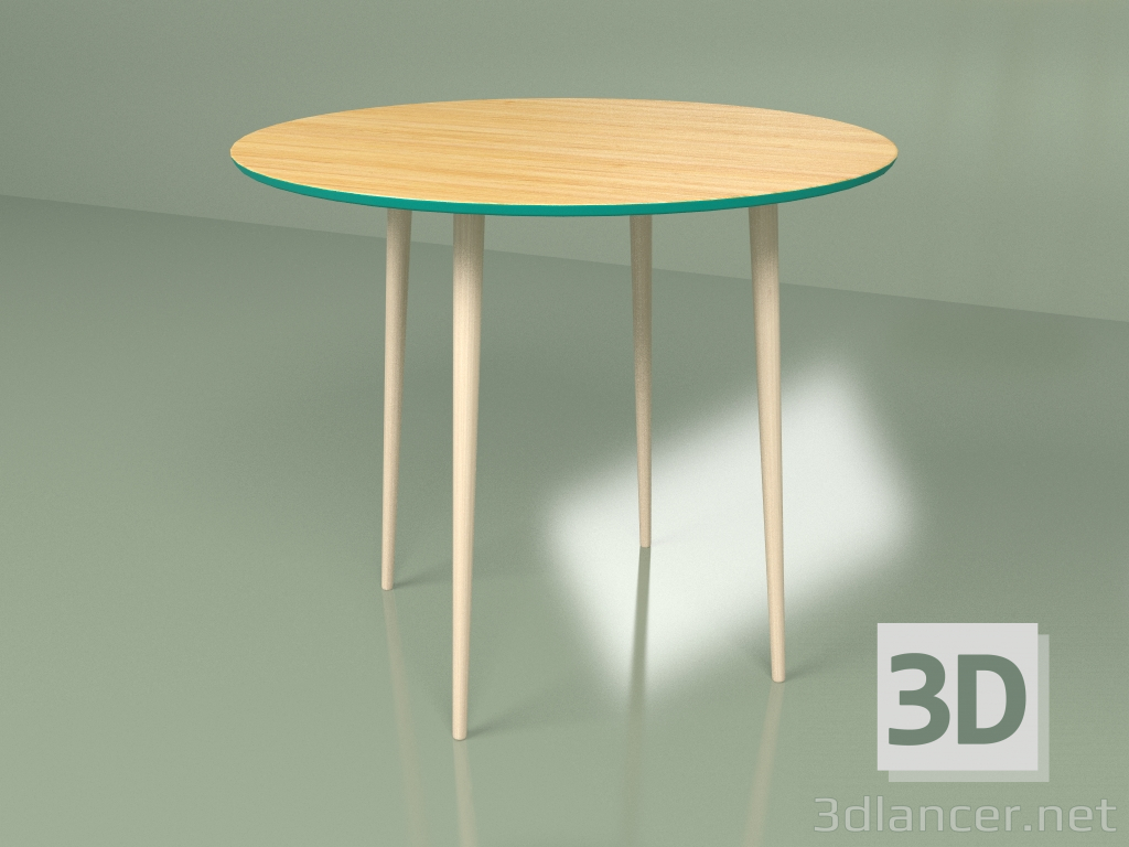 modello 3D Tavolo da cucina Sputnik 90 cm impiallacciato (turchese) - anteprima