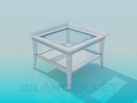 modello 3D Tavolo quadrato con due ripiani - anteprima