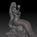 3D taş üzerinde deniz kızı modeli satın - render