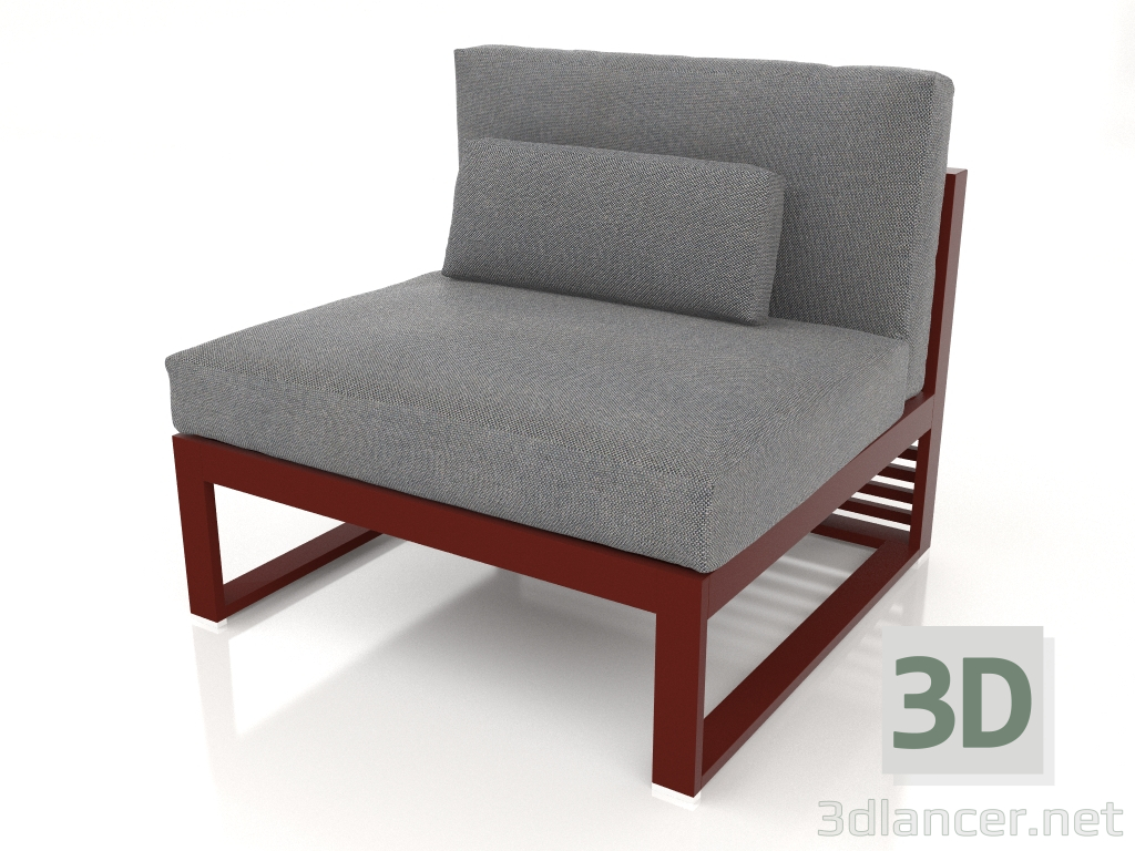 3D modeli Modüler kanepe, 3. bölüm, yüksek arkalık (Şarap kırmızısı) - önizleme